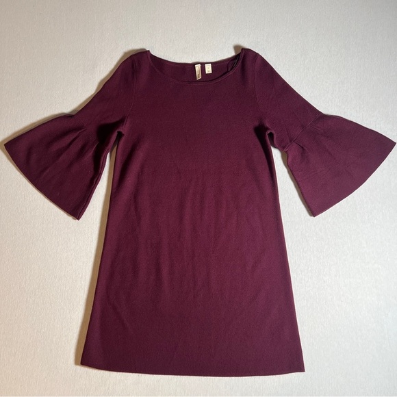 Anthropologie Moth Chester Dress w/ Bell Flare Sleeves in Red Plum Purple, Small - Picture 1 of 9